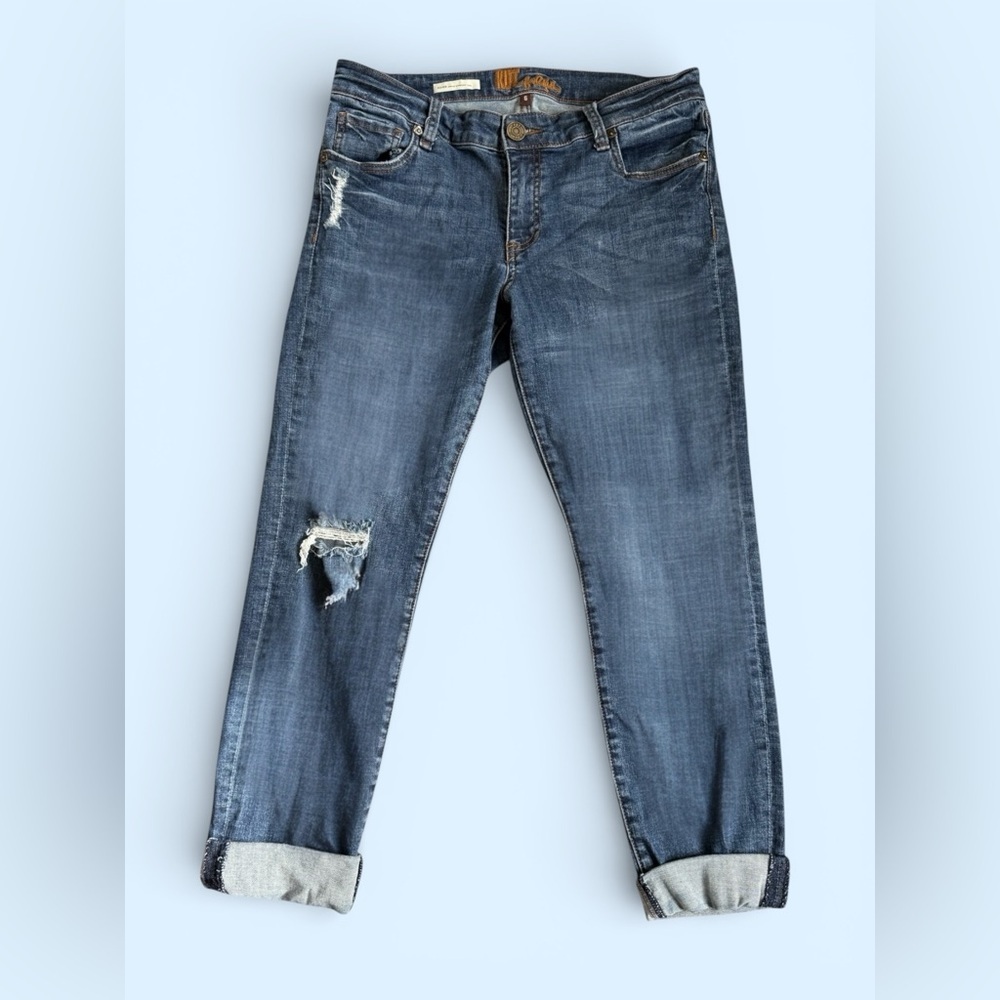 Kut From The Kloth Asher Straight Leg Jeans Size 6 Distressed Cuffed
